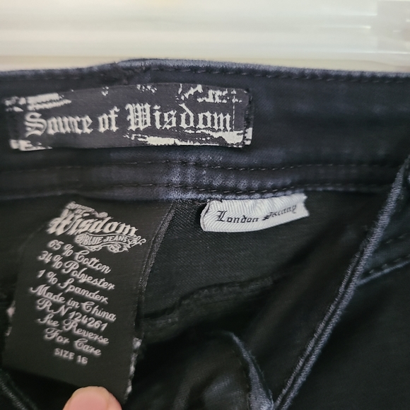 Source Of Wisdom Black London Skinny Denim Jean's Sz 16 - Picture 8 of 9